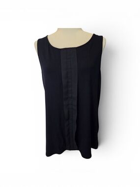 The Limited Navy Sleeveless Pleat-Front Tank